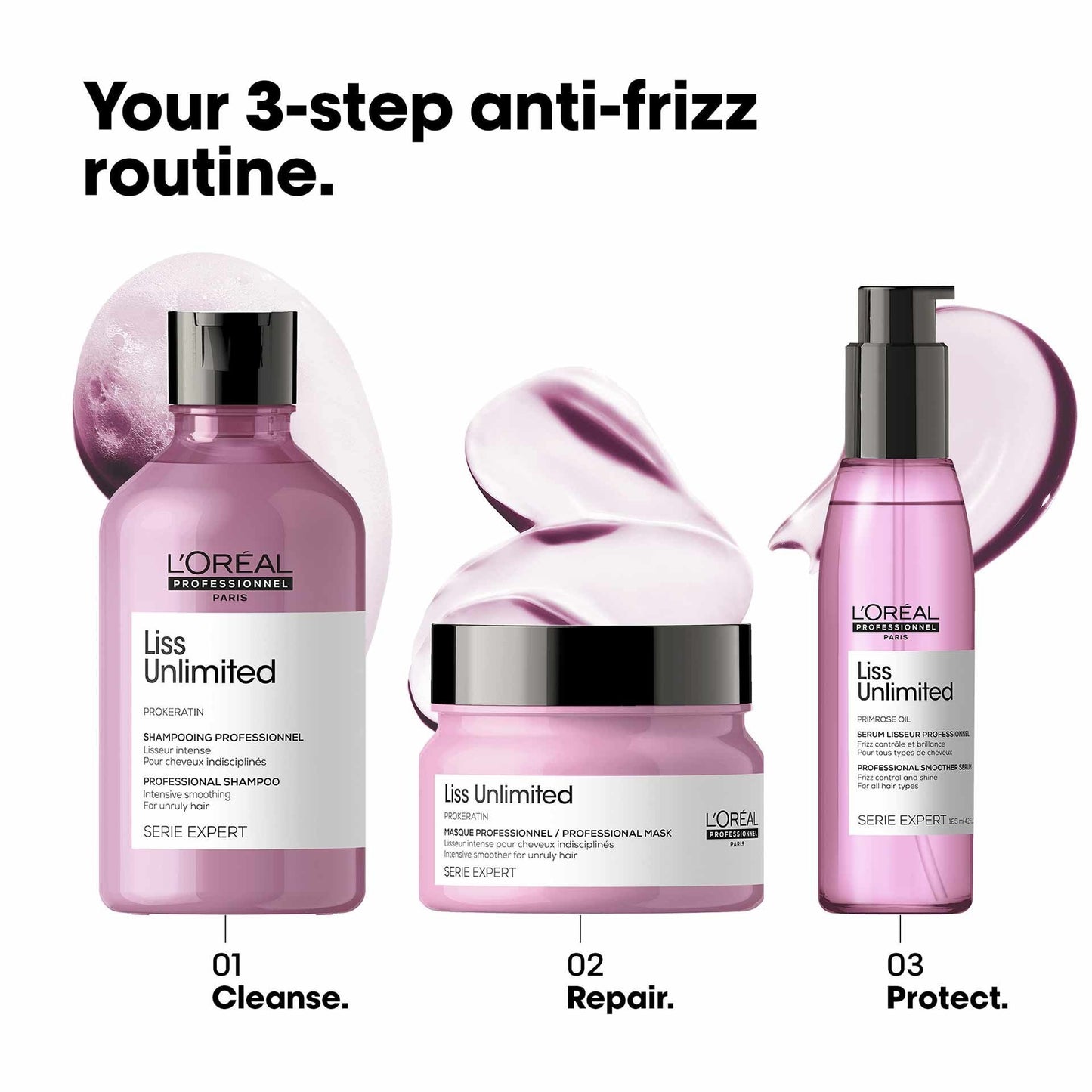 L'Oréal Professionnel Liss Unlimited Shampoo, Upto 96 hours of frizz control, With Pro-Keratin (300ml)