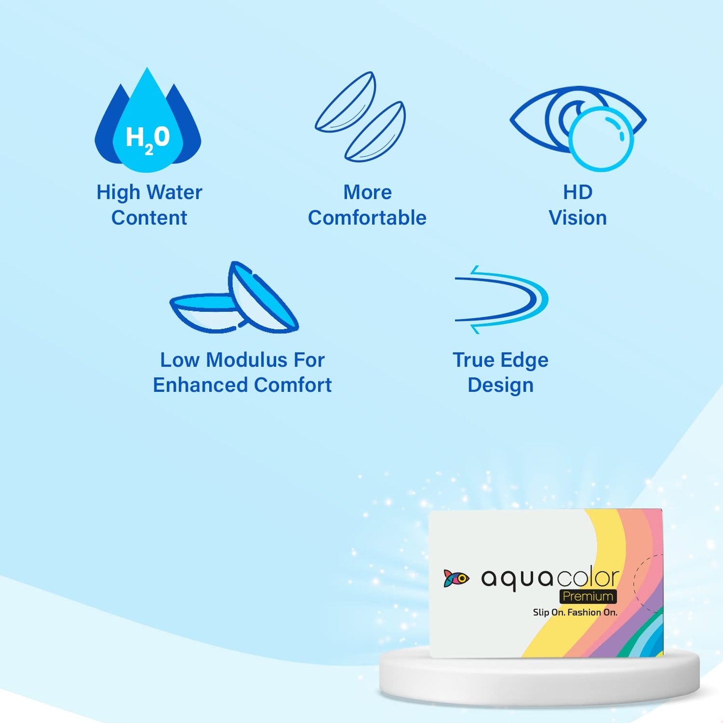 Aquacolor Daily Disposable Colored Lenses with 0 Power. (10 Lens/Box)