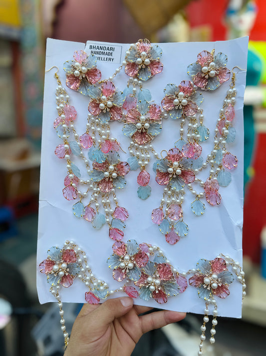 Pink And Sky Blue Resin Jewellery.