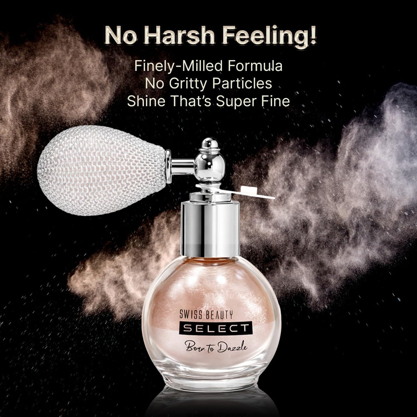 Swiss Beauty Select Born To Dazzle Glitter Spray | Pearlescent Particles | Multidimensional Shine | High-Impact Glow | Lightweight & Blendable | Gentle On The Skin | For Body & Hair | Shade- Hollywood Glam, 5gm