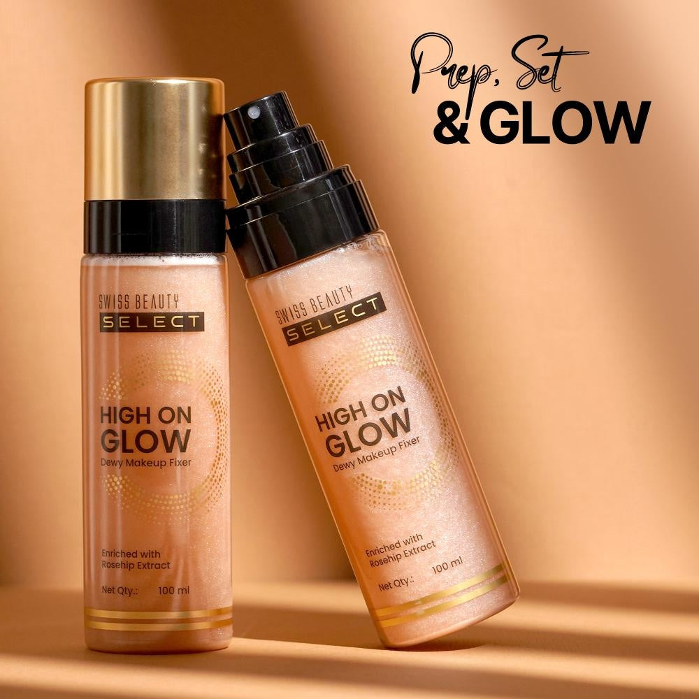 Swiss Beauty Select High on Glow Hydrating Fixer with glass-like glow | Non- Sticky & Quick Drying | 100ml