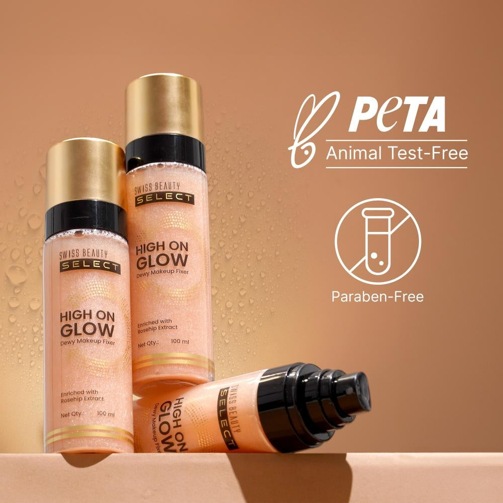Swiss Beauty Select High on Glow Hydrating Fixer with glass-like glow | Non- Sticky & Quick Drying | 100ml