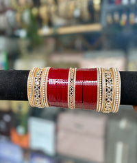 Bridal Chura Rich Red AD Stone Bangles