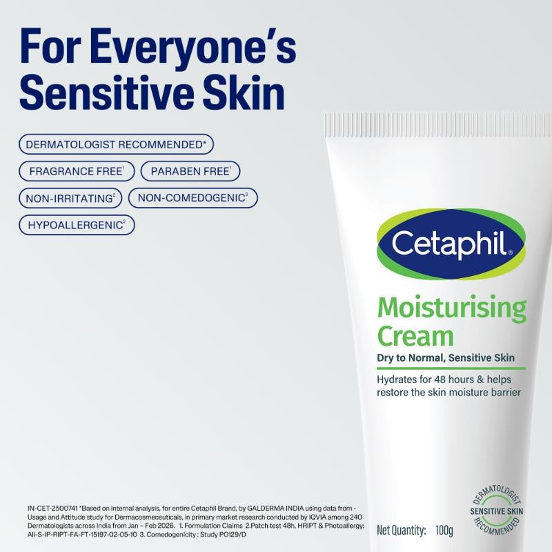 Cetaphil Moisturising Cream for dry to very dry Sensitive skin, Dermatologist Recommended