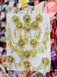 Petal Infused Yellow Ferozi Resin Jewellery