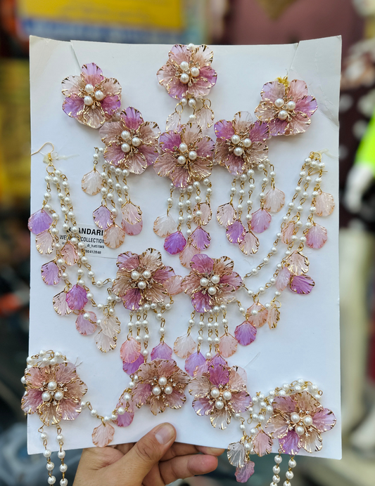 Peach And Purple Resin Jewellery.