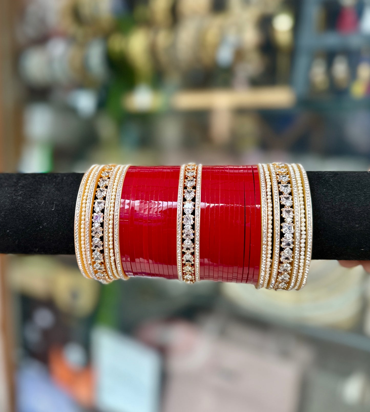 Bridal Chura Ad Stone With Pearl Bangles