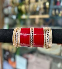 Bridal Chura Ad Stone With Pearl Bangles