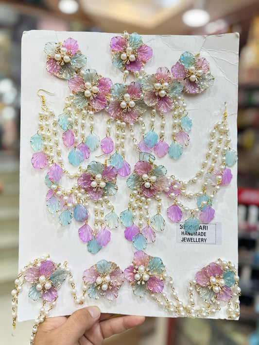 Rani Pink And Sky Blue Resin Jewellery.