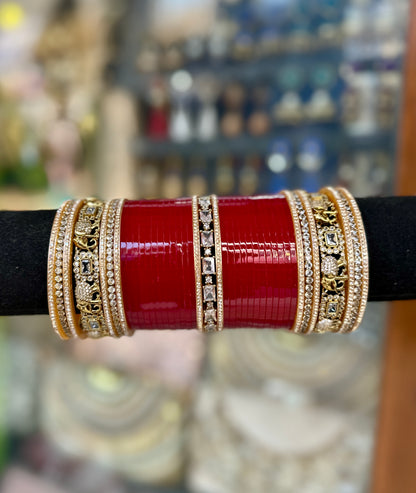 Bridal Chura- AD Stone Elephant Bangle