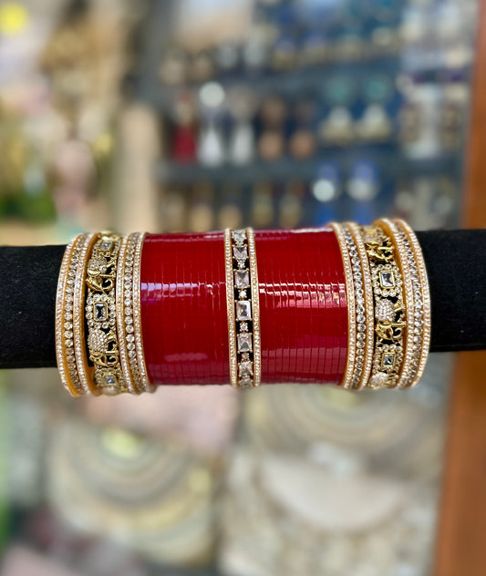 Bridal Chura- AD Stone Elephant Bangle BDH018