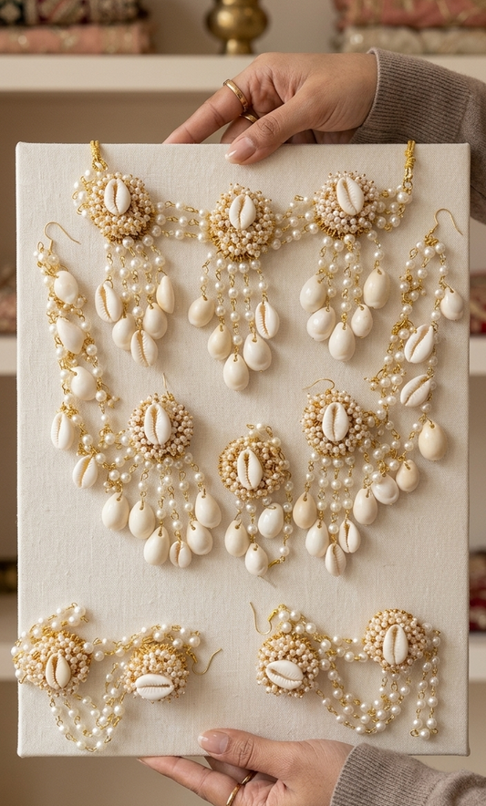 Pearl And Cowrie Shell Handmade Jewellery