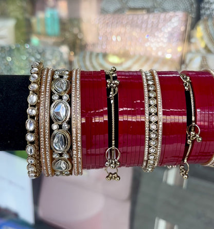Bridal Chura – Traditional Red & White Wedding Bangles Set