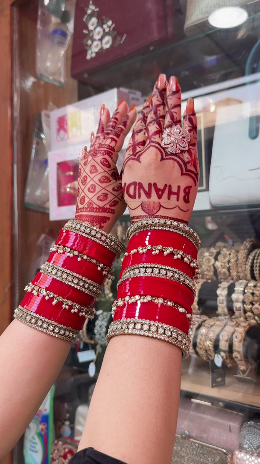 Bridal Chura With Pearl Bangles BDH012