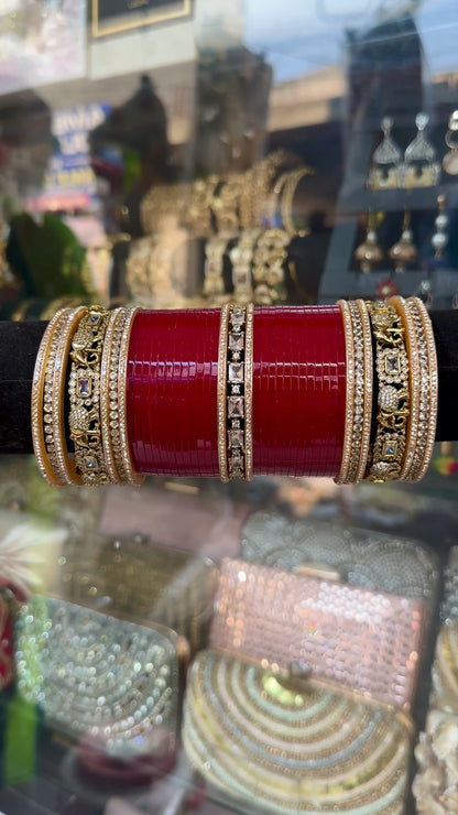 Bridal Chura- AD Stone Elephant Bangle