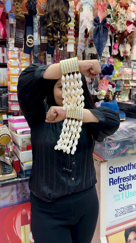 Multi-Layered Pearl & Cowrie Shell Kaliras