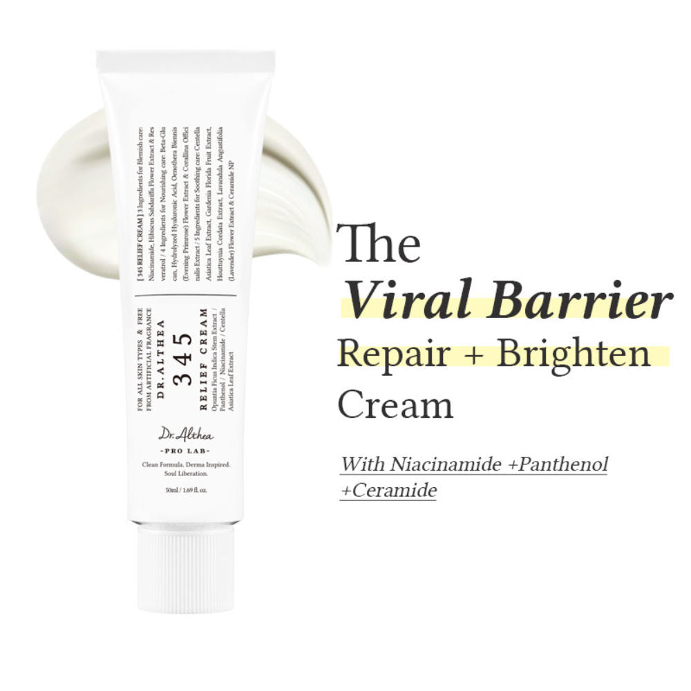 Dr.Althea
345 Relief Cream: Soothing & Barrier Repair Cream with power of Niacinamide & Panthenol
(50ml)