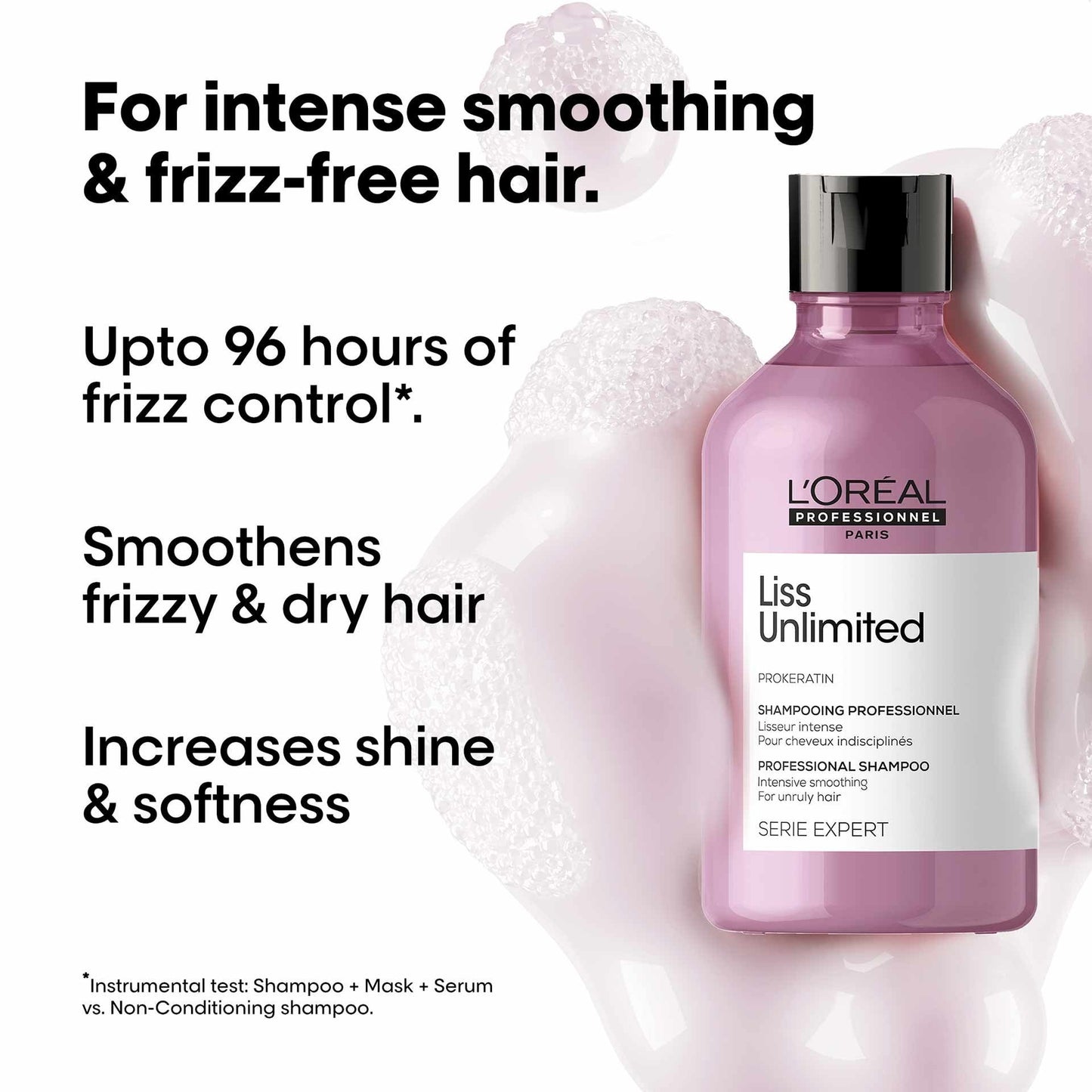 L'Oréal Professionnel Liss Unlimited Shampoo, Upto 96 hours of frizz control, With Pro-Keratin (300ml)